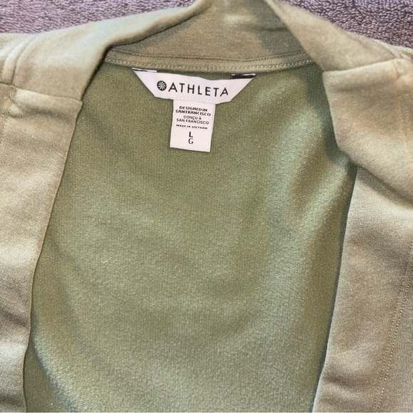 Athleta Purana V Neck Wrap Sweatshirt Eucalyptus Olive Green Size L - Picture 6 of 7